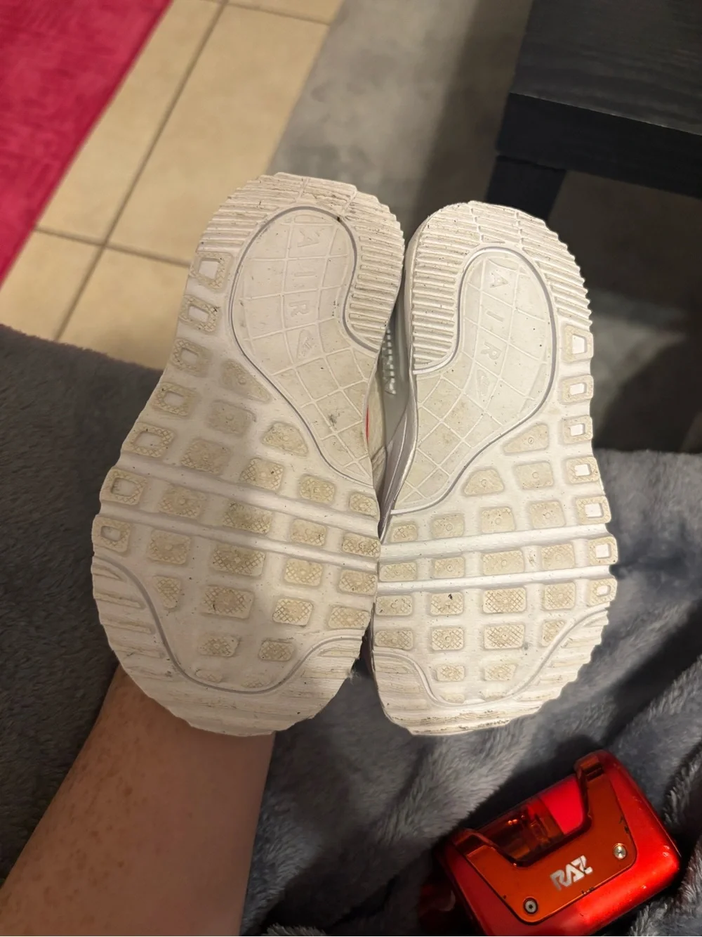 Nike Kids White and Orange Velcro Sneakers